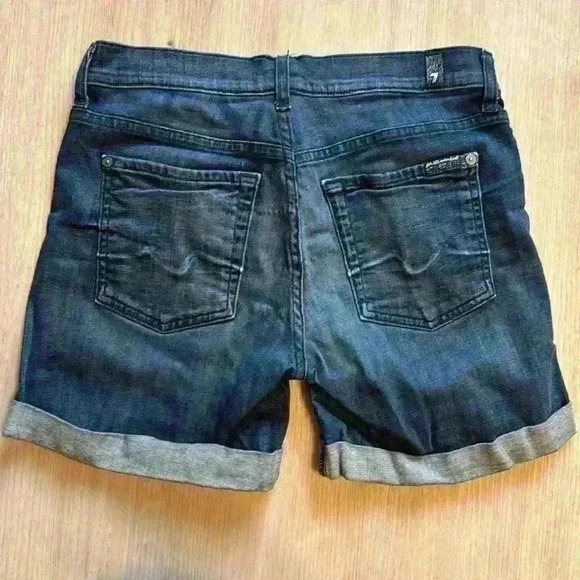 7 FOR ALL MANKIND High-Rise Stretch Denim Bike Shorts Size 27 - Picture 4 of 4